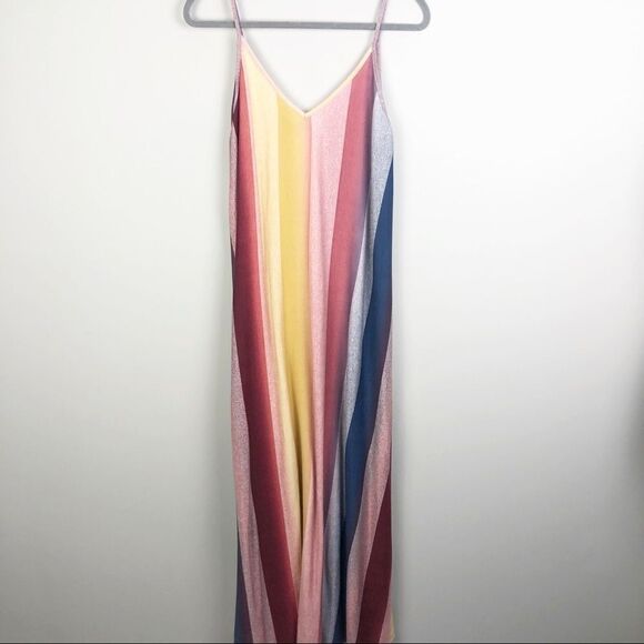 WHITE BIRCH | Vertical Stripe Multicolor Maxi Dress Boutique Medium - Picture 1 of 7